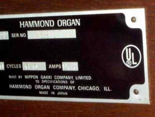 Hammond Organ Serial Numbers